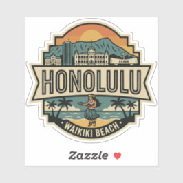 ハワイ ホノルル 海 ビーチ 旅行 バッジ シール