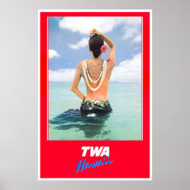 ハワイ ポスター TWA トラベル アート ハワイアン ガール プリント
