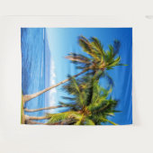 ハワイ・マウイ島のモロキニと熱帯ヤシの木 タペストリー (正面(横))