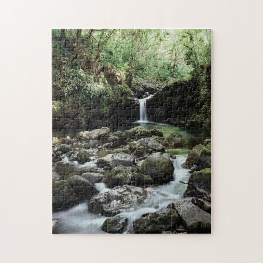 ハワイ·マウイ·ア滝がブループールに流れ込む ジグソーパズル (縦)