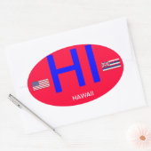 ハワイ*ユーロスタイルオーバルバンパーステッカー 楕円形シール (封筒)