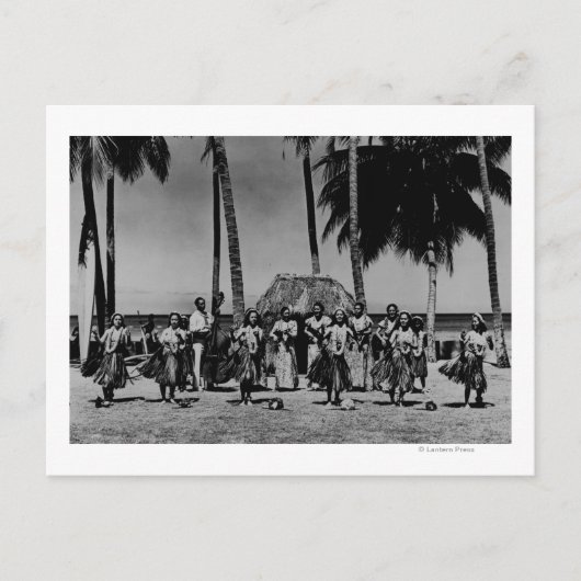 ハワイ – ライン・オブ・フラ・ガールズ踊り ポストカード (正面)