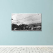 ハワイ – ワイキキシアターブロックの眺め キャンバスプリント (インサイチュ (ウッドフロア))