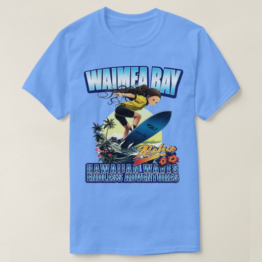 ハワイ・ワイメアベイサーフィン80801 Tシャツ (デザイン正面)