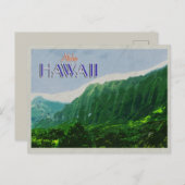 ハワイ・ヴィンテージ旅行ポスターの崖 ポストカード (正面/裏面)