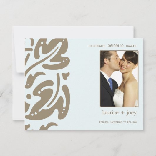 ハワイ – 日付を保存する – 青 セーブザデート (正面)