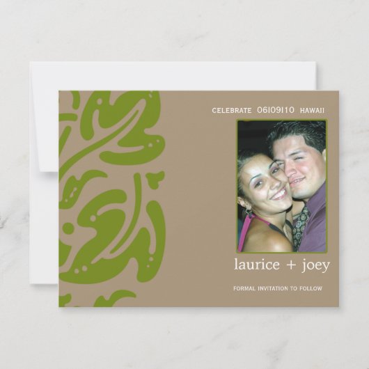 ハワイ – 日付を保存 – 緑 セーブザデート (正面)