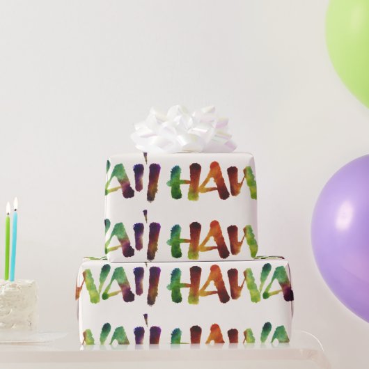 ハワイ – 水彩レタリング書道ハワイ ラッピングペーパー (パーティーギフト)