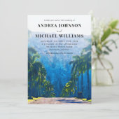 ハワイ 水彩 ビーチ パーム デスティネーション ウェディング 招待状 (スタンド正面)
