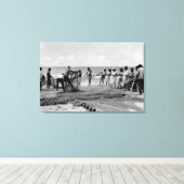 ハワイ – 海岸のフキラウの網の眺め キャンバスプリント (インサイチュ (ウッドフロア))