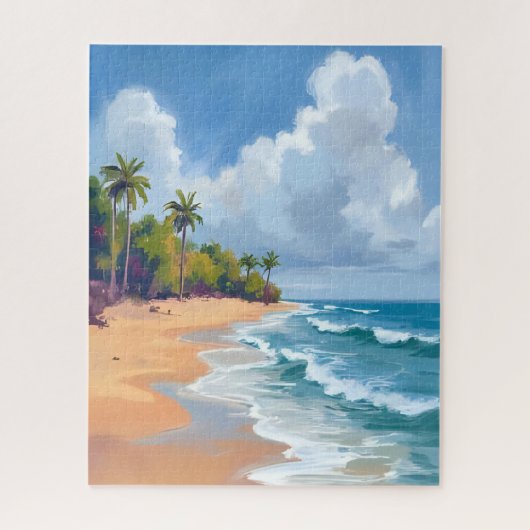 ハワイ 海岸 水彩画 ジグソーパズル (縦)