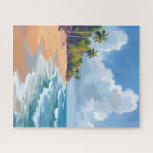 ハワイ 海岸 水彩画 ジグソーパズル (横)