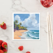 ハワイ 海岸 水彩画 ビーチ スタンダードカクテルナプキン (インサイチュ)