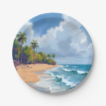 ハワイ 海岸 水彩画 ビーチ