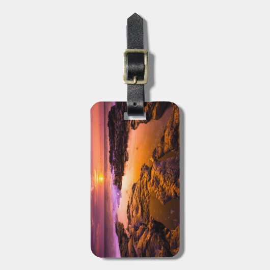 ハワイ,潮溜りの夕日 ラゲッジタグ (正面縦)