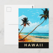 ハワイ、砂浜のヤシの木、旅行 ポストカード (正面/裏面)