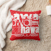 ハワイ；緋色の赤いストライプ クッション (ブランケット)