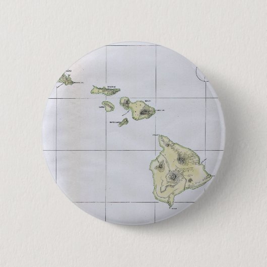 ハワイ(1883年)のヴィンテージの地図 缶バッジ (正面)
