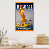 ハワイbyクリッパーヴィンテージ旅行ポスター ポスター (キッチン)