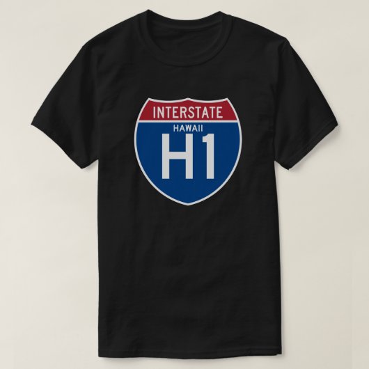 ハワイHI I-H1の州間幹線道路の盾- Tシャツ (デザイン正面)