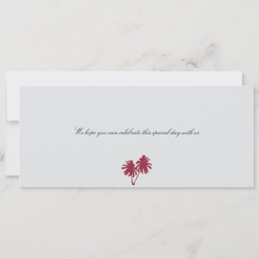 ハワイSilverGrayか赤への結婚式の搭乗券 招待状 (裏面)