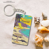 ハワカラフルイ絵画アビーチ休暇の夏 キーホルダー