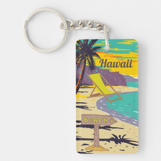 ハワカラフルイ絵画アビーチ休暇の夏 キーホルダー (正面)