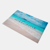 ハワスタイリッシュイモダントロピカルビーチフォトウェルカム ドアマット (アングル)