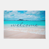 ハワスタイリッシュイモダントロピカルビーチフォトウェルカム ドアマット (正面)
