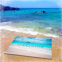 ハワスタイリッシュイモダントロピカルビーチフォトウェルカム ドアマット