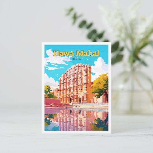 ハワマハルインディアトラベルヴィンテージイラストレーション ポストカード (スタンド正面)