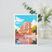 ハワマハルインディアヴィンテージ旅行イラストレーション ポストカード (スタンド正面)