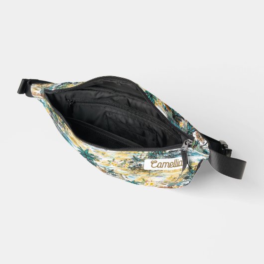 ハワモダンイカラフルアイランドパームイエローカスタム ファニーパック (見開き)