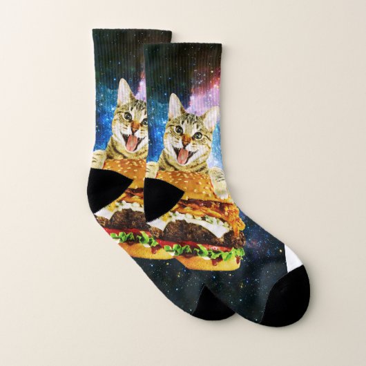ハンおもしろいバーガーネコ宇宙 ソックス (ペア)