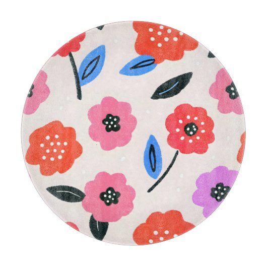 ハンの花の描き方の模様 カッティングボード (正面)