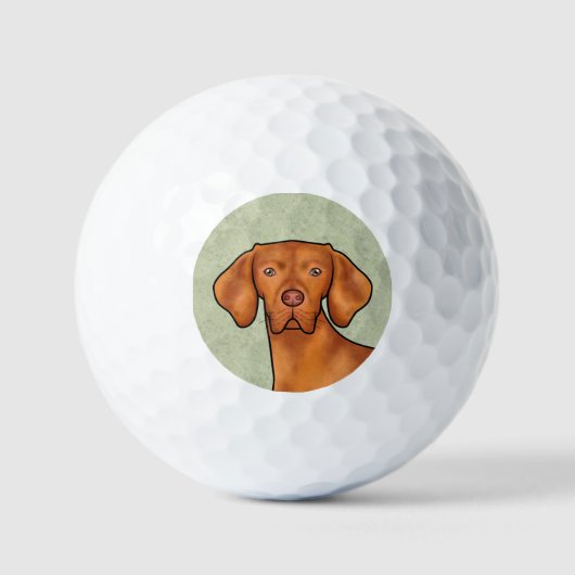 ハンガリアン・ヴィズラのキャラクター ポインター犬の顔 緑 ゴルフボール (正面)