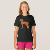 ハンガリアン・ヴィズラ・ポインター 赤茶色のキャラクタードッグ Tシャツ (正面フル)
