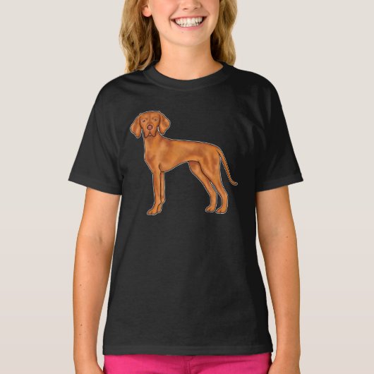 ハンガリアン・ヴィズラ・ポインター 赤茶色のキャラクタードッグ Tシャツ (正面)