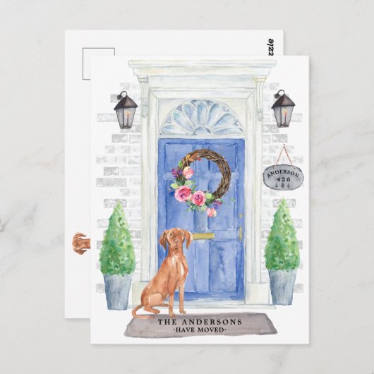 ハンガリアン・ヴィズラ 転居のお知らせ ポストカード (正面/裏面)