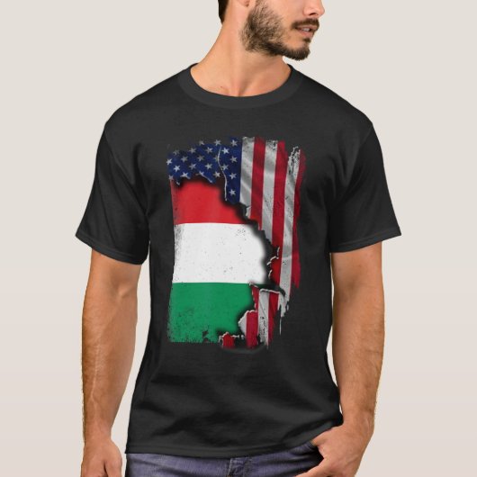 ハンガリアンROOTSハーフアメリカ国旗Patrioitc Hu Tシャツ (正面)