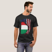 ハンガリアンROOTSハーフアメリカ国旗Patrioitc Hu Tシャツ (正面フル)