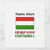 ハンガリーおよびハンガリーパーソナライズされた国旗 ワインラベル (シングルラベル)