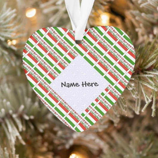 ハンガリーおよびハンガリー国旗のタイル張りパーソナライズされた オーナメント (ツリー)