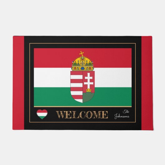 ハンガリーおよびハンガリー国旗のハウスマット/スポーツウェルカム ドアマット (正面)