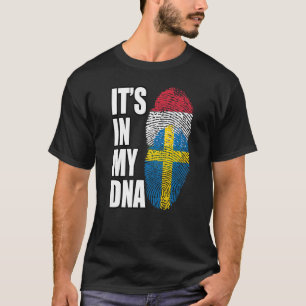 ハンガリーとスウェーデンのミックスDNAフラグ伝統プレミウ Tシャツ