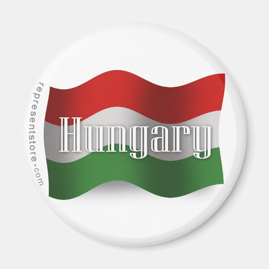 ハンガリーなびく国旗 マグネット (正面)