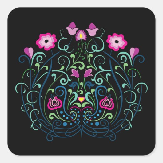 ハンガリーのカロチャ刺繍パターン スクエアシール (正面)