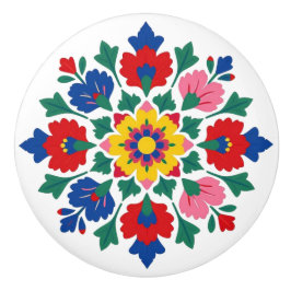 ハンガリーのカローチャの花の民族芸術の陶器ノブ セラミックノブ