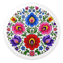 ハンガリーのカローチャの花 フォークアート セラミックノブ