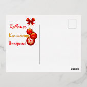 ハンガリーのクリスマスの挨拶 – 赤金ゴールド 箔シーズンポストカード (裏面)